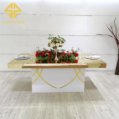 Sawa Modern Luxury Wedding Furniture PVC Banquet Dining Table for Bride and Groom Use