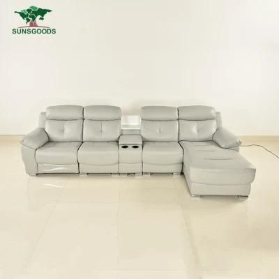 Chinese Top Grain Hafl Leather Home Movie Theater Cinema Manual Recliner Sofa Home Furniture