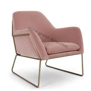 2019 New Design Modern Stainless Frame Velvet Fabric Lounge Chairs