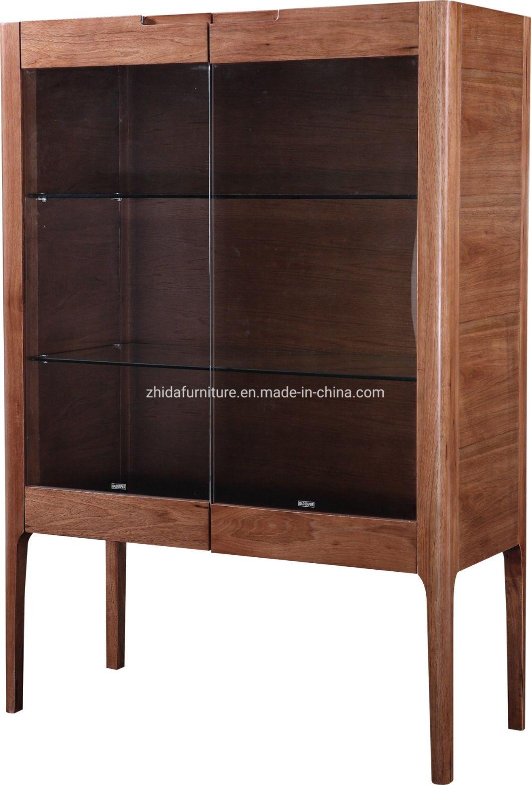 Foshan Wholesale Modern Lasted Design Home Furniture Villa Living Room Side Cabinet Hotel Glass Door Solid Wood Cabinet Dining Room Wooden Furniture Sideboard