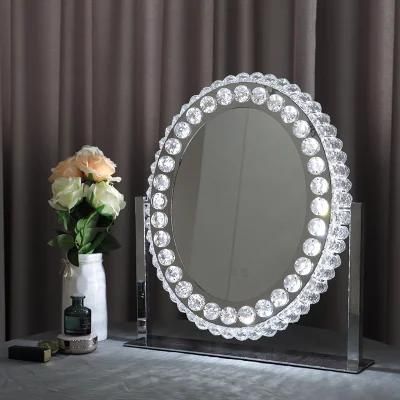 New Design Oval LED Crystal Make up Mirror for Home Decor