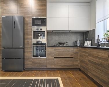 Light Luxurious Design High Grade L Shaped Heat Resistant Laminate Kitchen Cabinet