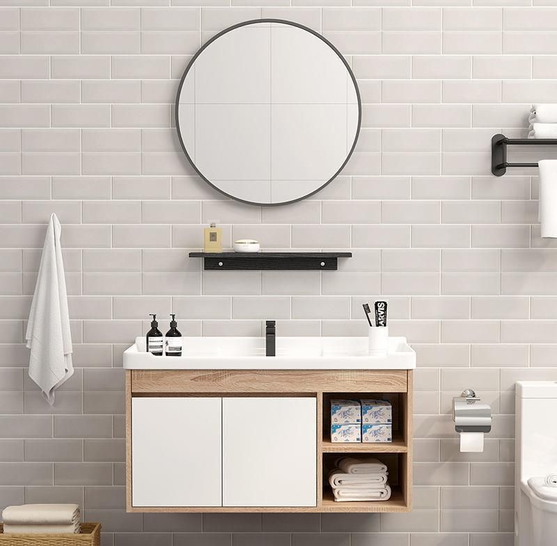 Modern Simple Big Storage Bathroom Vanities with LED Mirrored Cabinet