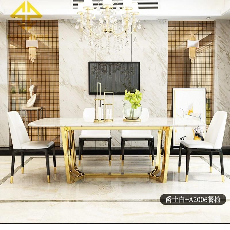 Fancy Marble Top Stainless Steel Table for Dining Room