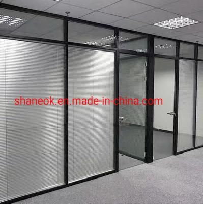 Shaneok Factory Price Redesign Office Glass Partition with Venetian Blinds
