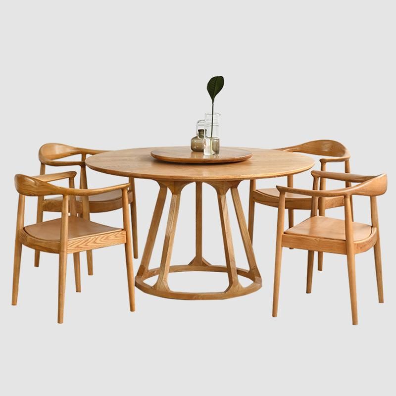 Restaurant Furniture Round Wood Dining Table Set for 6 Person