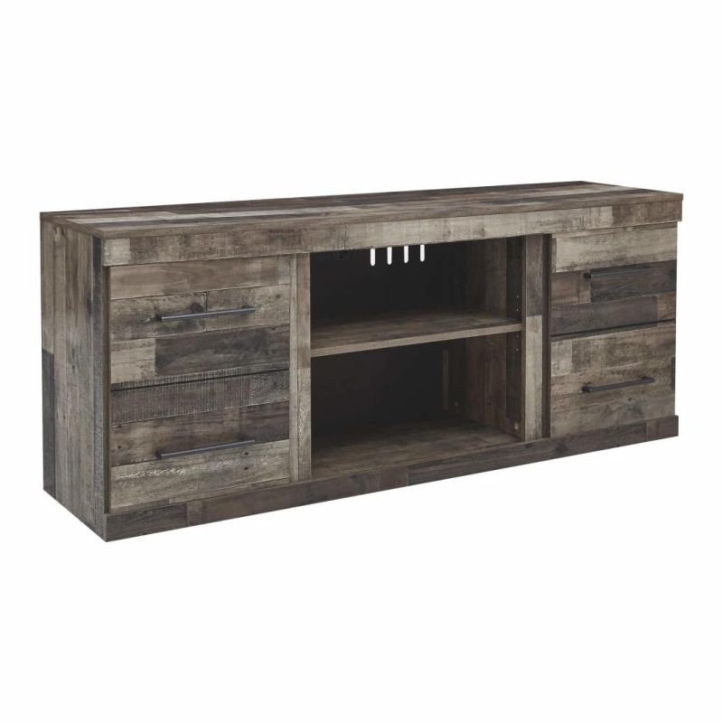 TV Stand with Fireplace Option Fits Tvs up to 58", Natural Brown