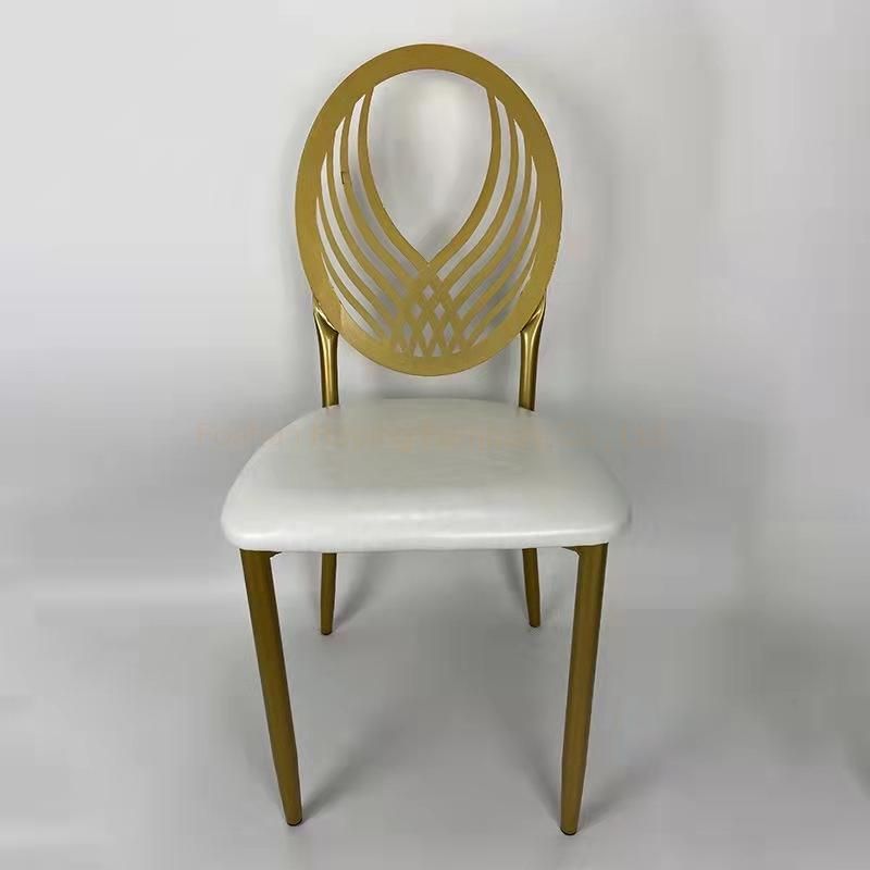 Chinese Wholesale Factory Crown Back Hotel Home Furniture Aluminum Iron Chrome Gold White Demountable Napoleon Banquet Wedding Event Dining Chair for Sale