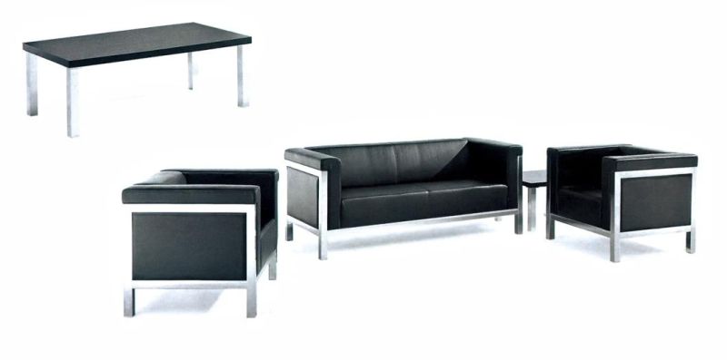 of-17 Modern Living Room PU Leather Sofa Square Comfortable Sofa Office Furniture