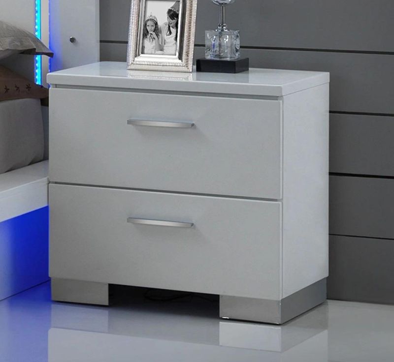 Nova Wholesale Modern Furniture 2 Drawer Bedside Table Nightstand with Stainless Steel Legs