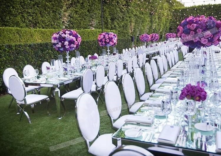 Silver Stainless Steel Dining Table with Chairs for Outdoor Wedding