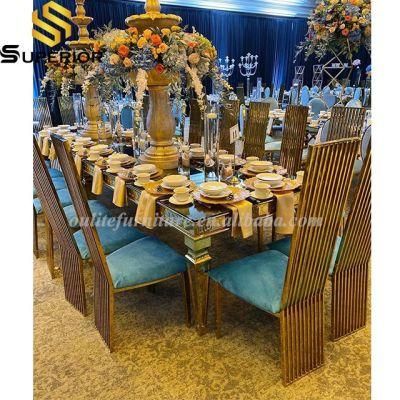 Luxury Golden High Back Stainless Steel Dining Chair for Wedding