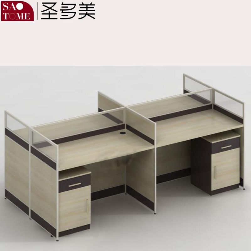 Office Furniture A50 Four-Person Card Slot with Movable Cabinet Office Desk