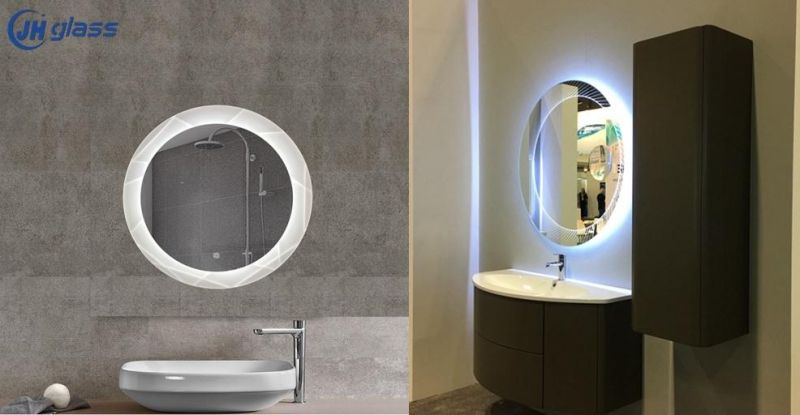 Round Wall Hanging Anti-Fog Frameless LED Lighted Hotel Home Decorative Luxury Bathroom Makeup Vanity Mirror