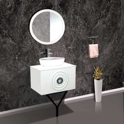 White Fashion Hot Sale PVC Bathroom Cabinet with Round Mirror