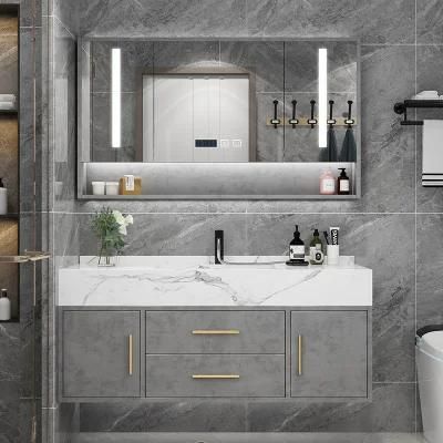 Modern Melamine Bathroom Cabinet with Marble Wash Basin