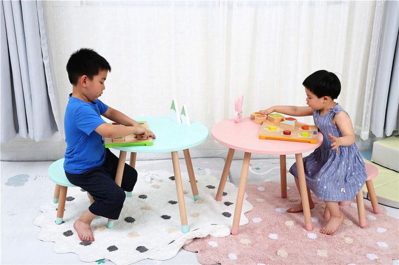 Factory Supply Modern Children Wooden Round Table and Chair Kids Furniture Set