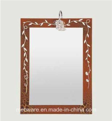 Hangzhou Manufacture Retro Pattern Square Single Coated Bathroom Mirror with Lighting