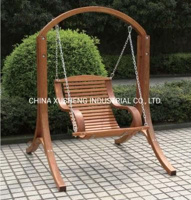 Modern Outdoor Wood Swing Chair Single Garden Swing Chair