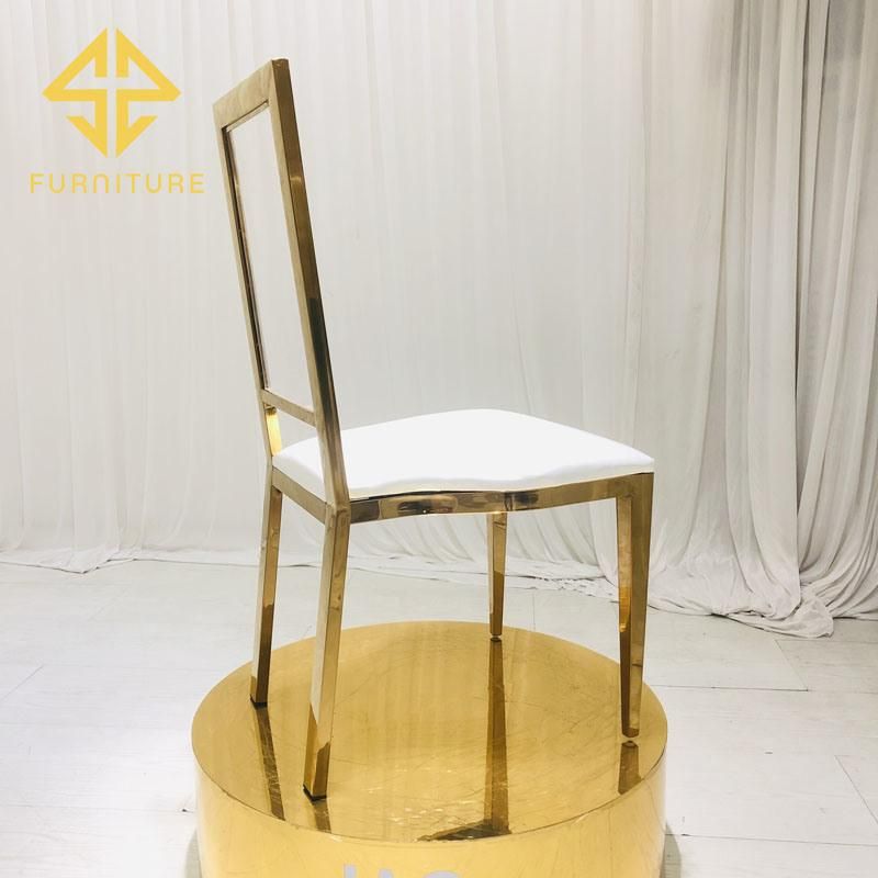 Loyal Golden Stainless Steel Dining Chair with PU Leather Seat