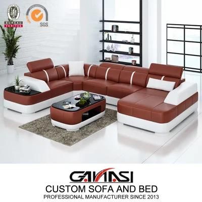 Chinese Furniture Living Room Modern Leather Sofa for Villa