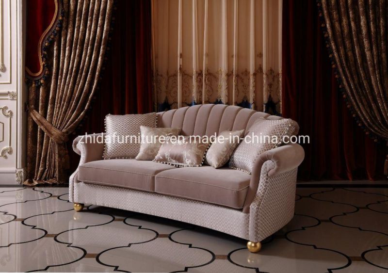Chinese New Classical Home Furniture Villa Hotel American Style Blue Fabric 1 2 3 Sectional Sofa for Living Room Furniture