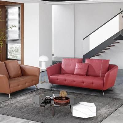 Sunlink Italian Modern Grain Leather Home Furniture 3 Seater Living Room Sofa