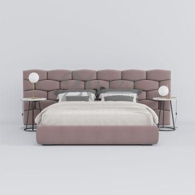 Foshan Factory Wholesale Home Furniture High End Modern Solid Wood King Double Size Fabric Bed