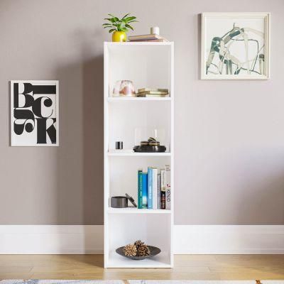 White Modern 4 Tiers Office Bookcase and Shelf Furniture