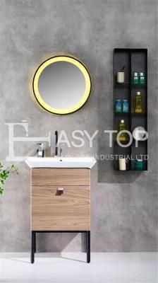 in Stock France Factory Customized Modern Style Wooden Floor Mounted One Sink Mirror Cabinet Bathroom