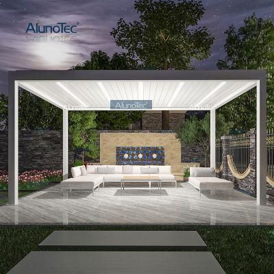 AlunoTec High Quality Pergola Modern Design Bioclimatica Louver Roof Gazebo Pergolas Aluminium Pavilion with Sliding Gates