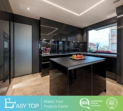 Low Price Modern European Design Black Lacquere High Gloss Kitchen Cabinet