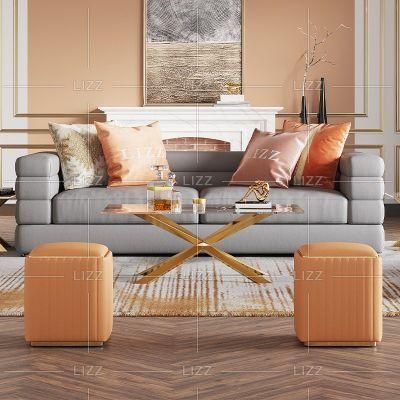 Dubai Popular Versace Design Home Genuine Leather Grey Couch Modern Luxury Living Room Sofa Furniture Set