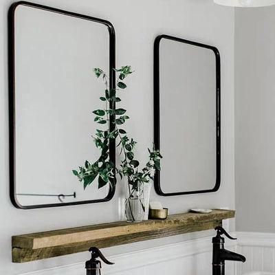 600X900mm Black Finish Rectangle Shape Bathroom Mirror Metal Steel Framed Mirror