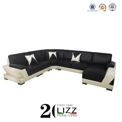 Modern U Shape Home Sectional Corner Leather Sofa Set