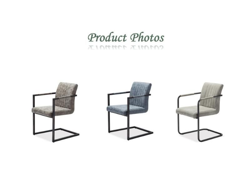 Home Modern Furniture Luxury Upholstered PU Metal Leg Fixed Dining Chair