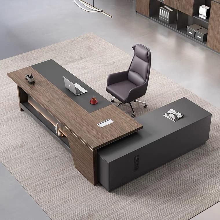 White and Grey Wooden Small Executive Manager Office Desk