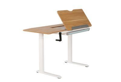 Height Adjustable Hand Crank Sit Stand Study Desk