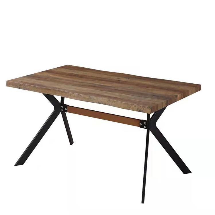 Wholesale Home Restaurant Furniture MDF Top Black Steel Dining Table for Outdoor Furniture