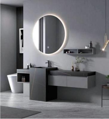 Rock Plate Integrated Basin Vanity Bathroom Set Solid Wood Bathroom Cabinet Sink Floating Combination