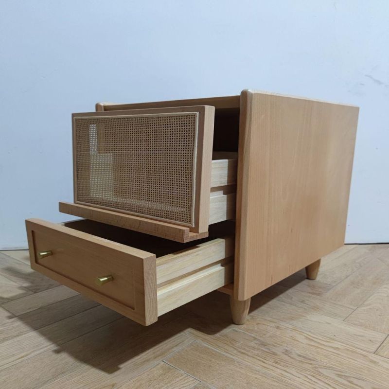 Modern Solid Wood Varnish Rattan Coffee Table Living Room Furniture