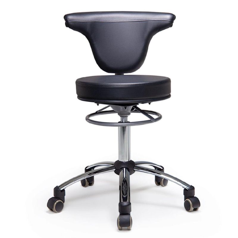 Dental Assistant Medical Stool Round Seat Chair with Adjustable Backrest
