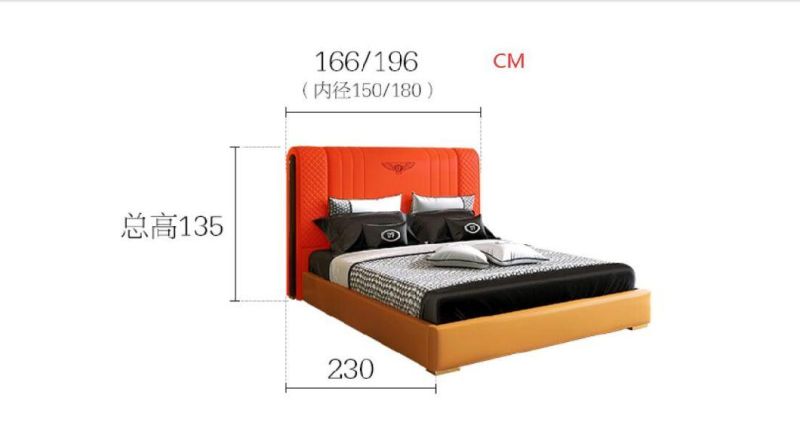 Modern Orange High-Grade Leather Sofa Bed Furniture