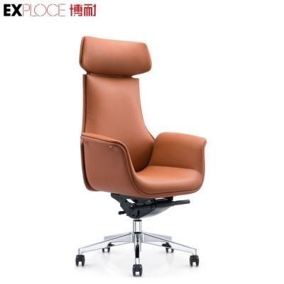 Elegant Design High Back PU Modern Fancy Metal and Leather Chair Dining Office Chair Living Room Kitchen Furniture