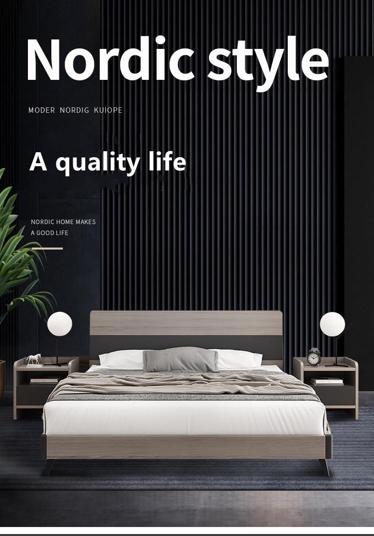 2021 Latest Style Modern Design Grey Color Bedroom Home Furniture Wooden Storage Single Double Size Beds