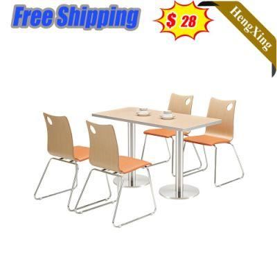 Modern Simple Style Dark Yellow Color Wholesale Customized Wooden Square Dining Table with Chair