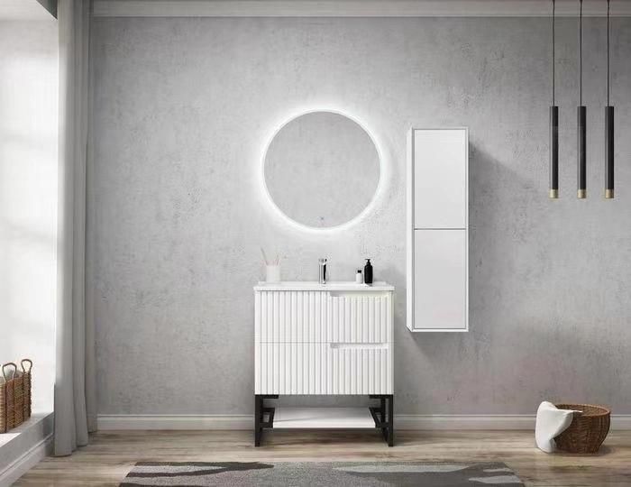 Factory Wholesale Bathroom Cabinet New Design Floor Mounted Bathroom Vanity with LED Mirror