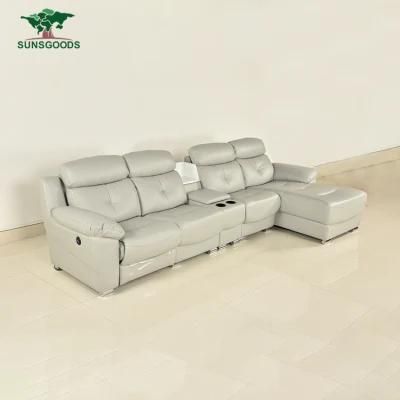 Chinese Italy Top Grain Hafl Leather Home Movie Theater Cinema Manual Recliner Sofa Home Furniture