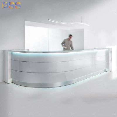 Office Drink White Curved Solid Surface Stone Bar Counter