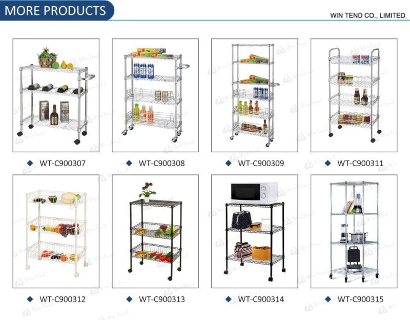 Hotel Kitchen 3 Tiers Wire Basket Serving Trolley Wire Chrome Cart